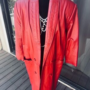 Chic Women's Red Leather Jacket